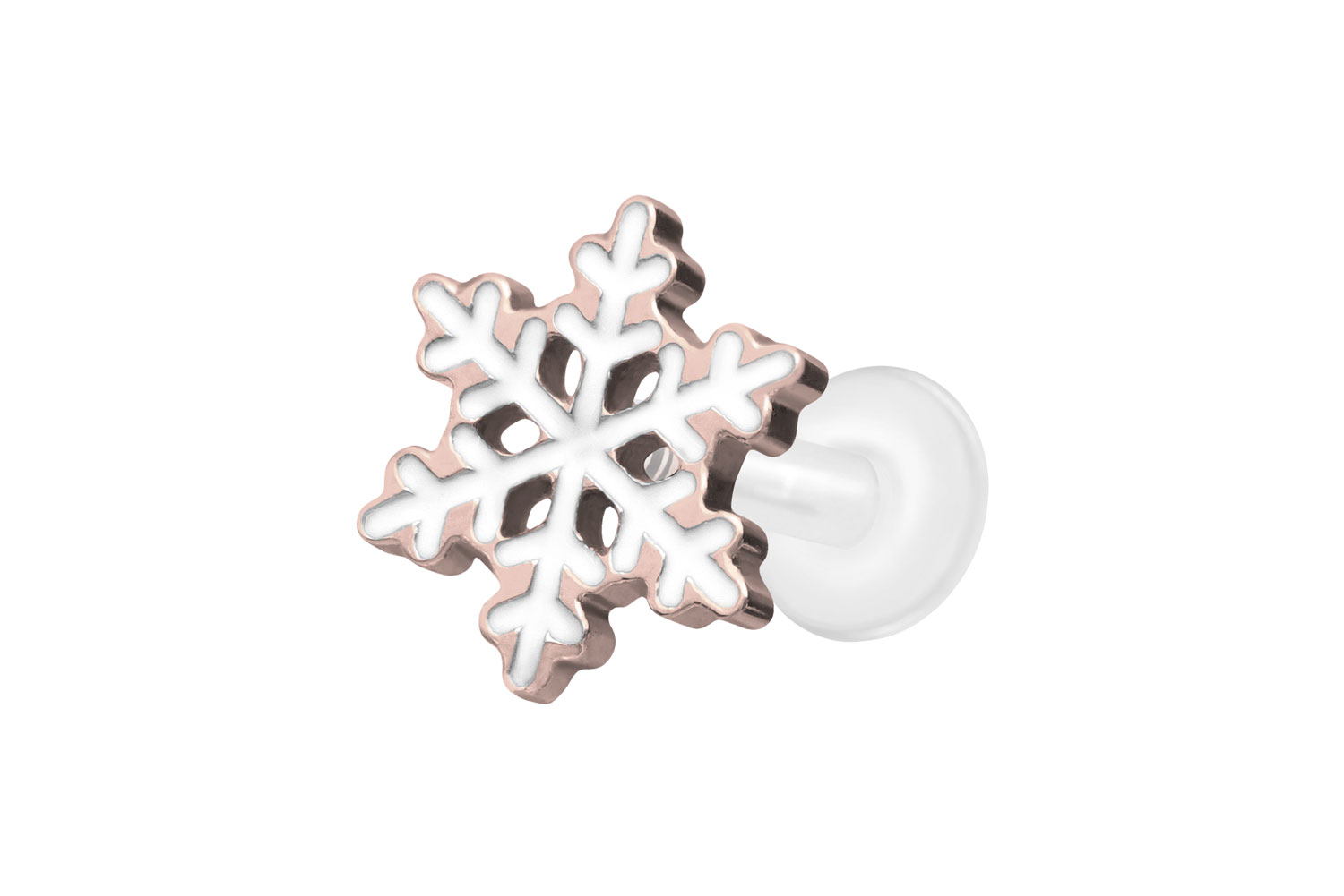 PTFE Labret Piercing mit Innengewinde + Titan-Aufsatz SCHNEEFLOCKE